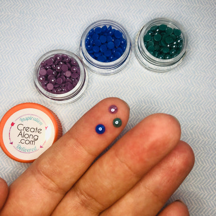 Set of 12 hotFix Cabochons Lots of Colors 4mm ceramic studs hot fix - Create Along 
