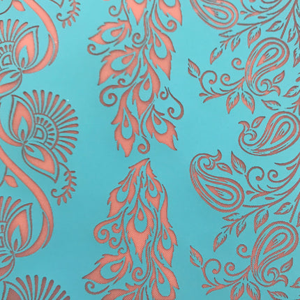 Silkscreen Cindi's Paisley Peacock Borders polymer clay Stencil Pattern - Create Along 