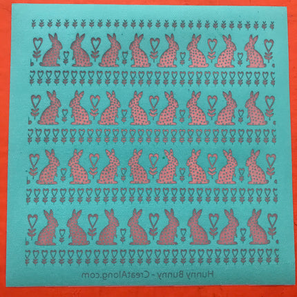Hunny Bunny Easter Bunnies Hearts Silkscreen Stencil for Polymer Clay, Art Jewelry - Create Along 