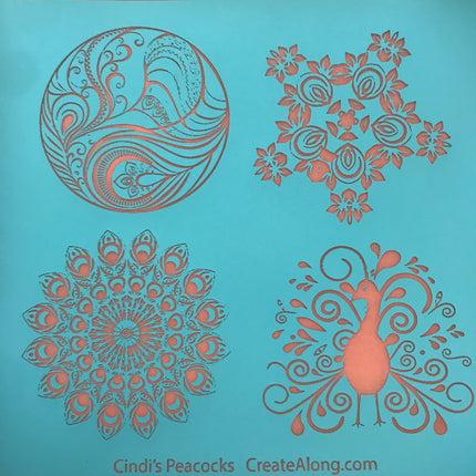 Silk Screen Cindi's Paisley Peacocks polymer clay stencil - Create Along 
