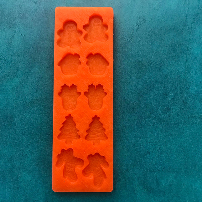 Christmas Gingerbread Stud Earring toppers buttons silicone clay resin mold - Create Along 