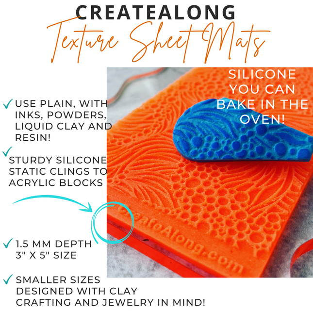 Texture Sheet Fairy Leaves maple botanical for polymer clay and mixed media stamping - Create Along 