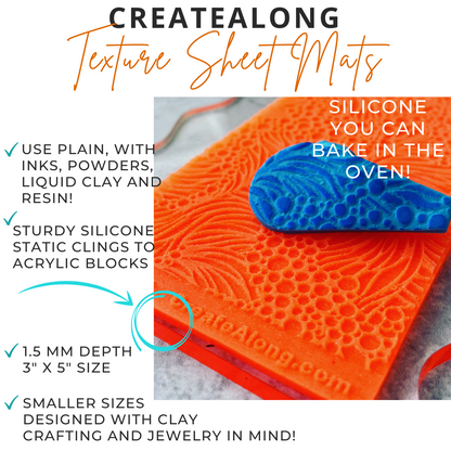 Flower Riot Texture Mat Silicone rubber Stamp for polymer clay paper Gelli plate and resin - Create Along 