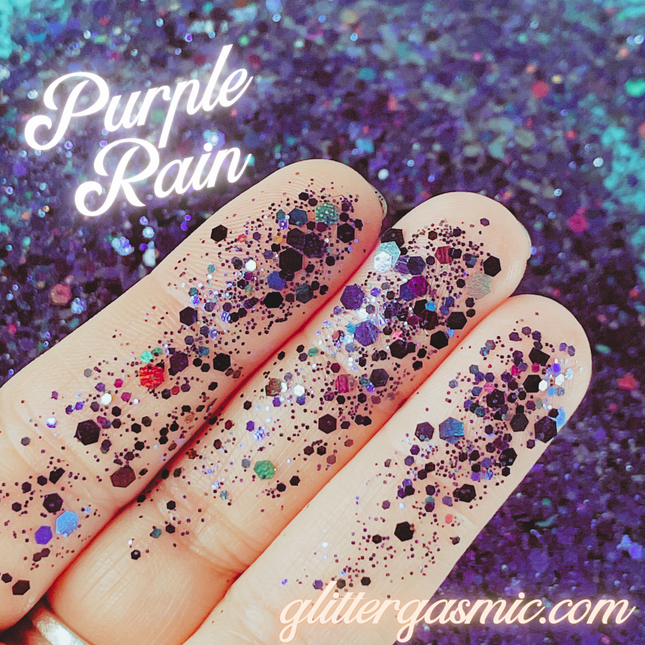 Purple Rain chunky holographic Glitter for pens candles earrings clay resin mugs slime tumblers nail art 2 oz - Create Along 