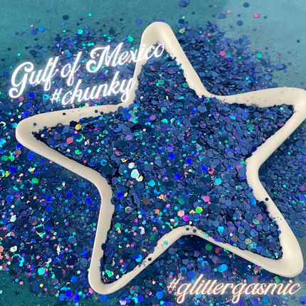 Gulf of Mexico Deep Blue Holographic Chunky Glitter for pens candles earrings clay resin mugs slime tumblers nail art 2 oz - Create Along 
