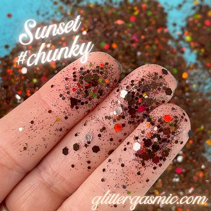 Sunset Chunky Glitter brown holo for pens candles earrings clay resin mugs slime tumblers nail art 2 oz - Create Along 