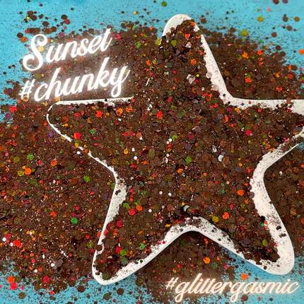 Sunset Chunky Glitter brown holo for pens candles earrings clay resin mugs slime tumblers nail art 2 oz - Create Along 