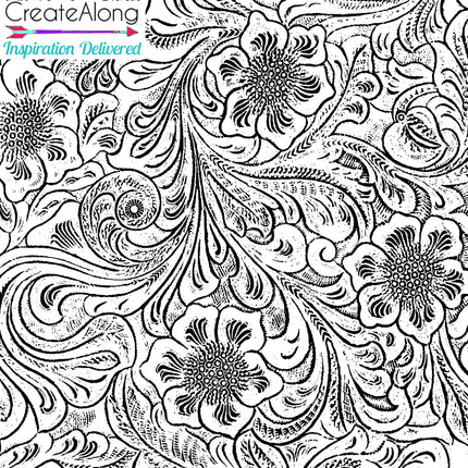 Silkscreen Tooled Leather Faux Stencil for Polymer Clay and Mixed Media - Create Along 